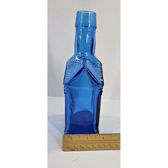 Wheaton Cobalt Blue Glass Bottle Decanter Embossed Paul Revere 1775 Vintage 60s - Picture 10 of 10